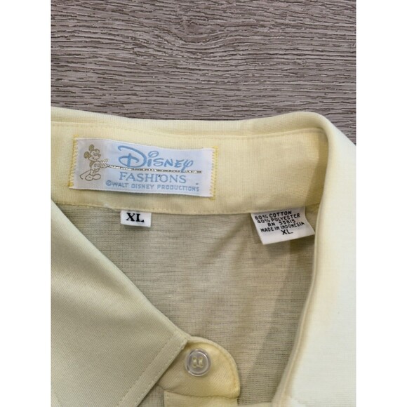 Walt Disney Fashions Mickey Mouse Golf Polo Shirt Yellow Mens XL Preppy Vintage - Picture 3 of 7